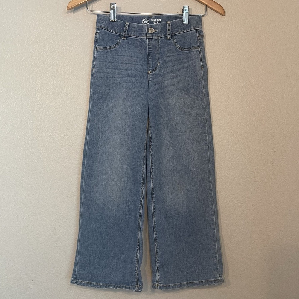 Wonder Nation Girls Fashion Wide Leg Pull On Jeans, Size 7-8 Medium
